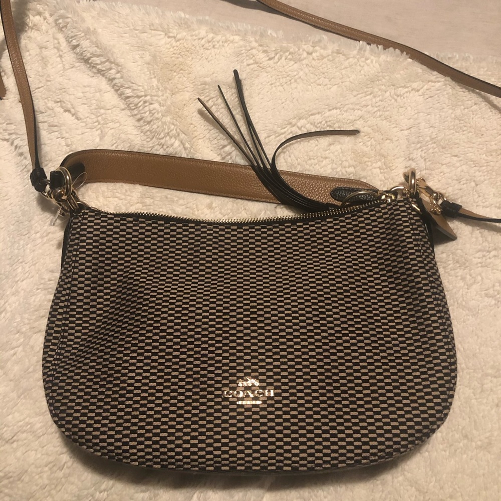Coach black and white checkered purse
